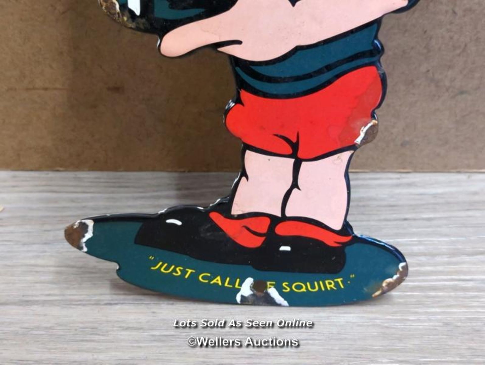 VINTAGE ENAMEL "SQUIRT" SIGN, 30.5CM HIGH - Image 3 of 4