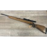 ORIGINAL MODEL 50 .22 CALIBRE AIR RIFLE WITH NIKKO STIRLING MOUNTIE 4X20 SCOPE. 113CM LONG