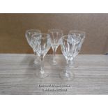 FIVE THOMAS WEBB 1950'S ROYAL YACHT CRYSTAL WINE GLASSES