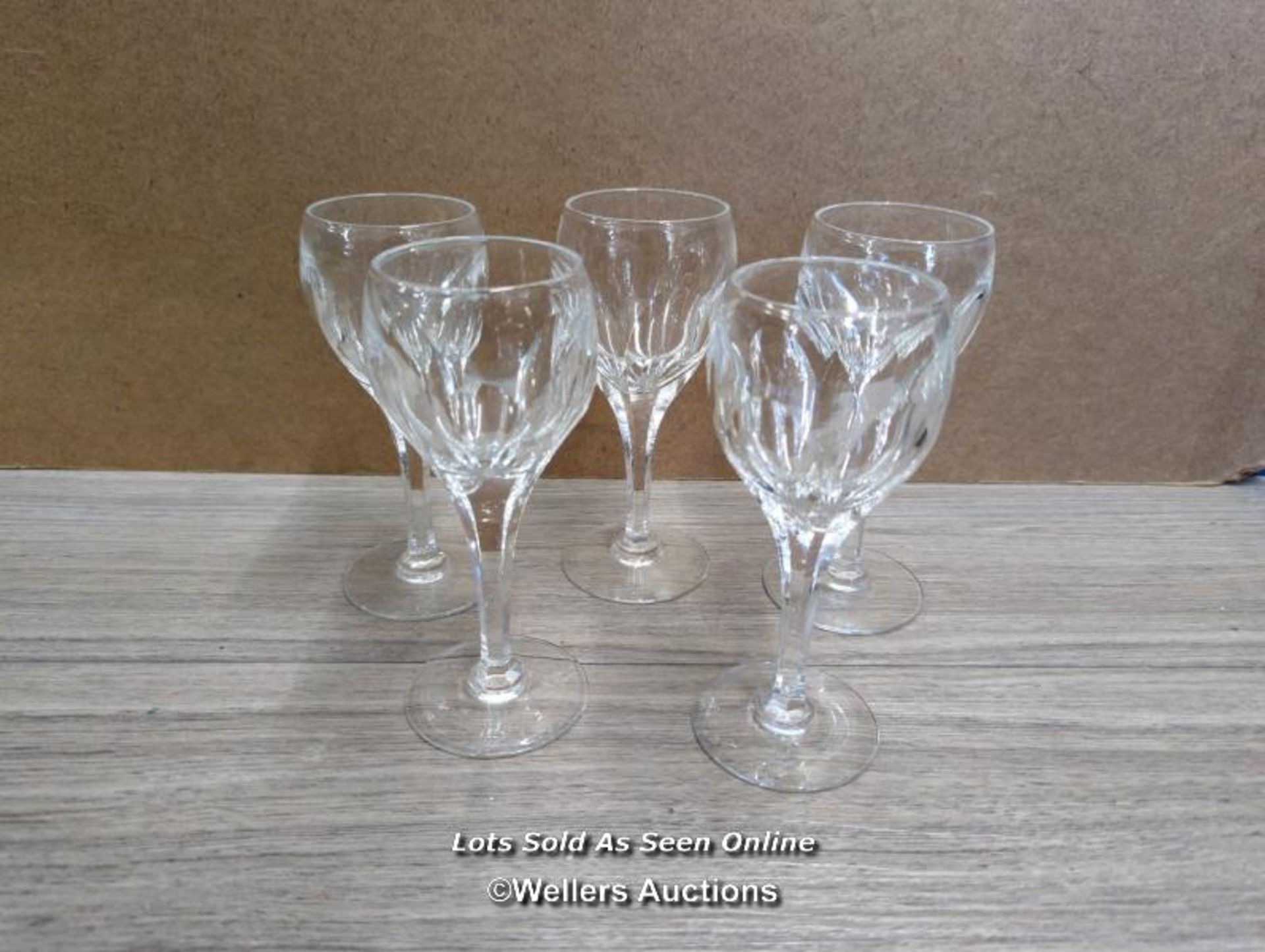 FIVE THOMAS WEBB 1950'S ROYAL YACHT CRYSTAL WINE GLASSES