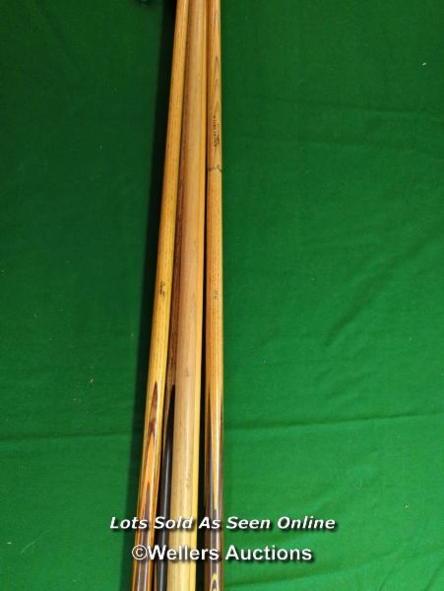 4X ANTIQUE & VINTAGE BILLIARD CUES , SOME HAND SPLICED AND A REST INC. RILEY, A.W.CHICK, KNIGHT SHOT - Image 4 of 4