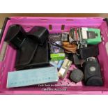 BOX OF ASSORTED OLD CAMERA ACCESSORIES INCLUDING FLASHES