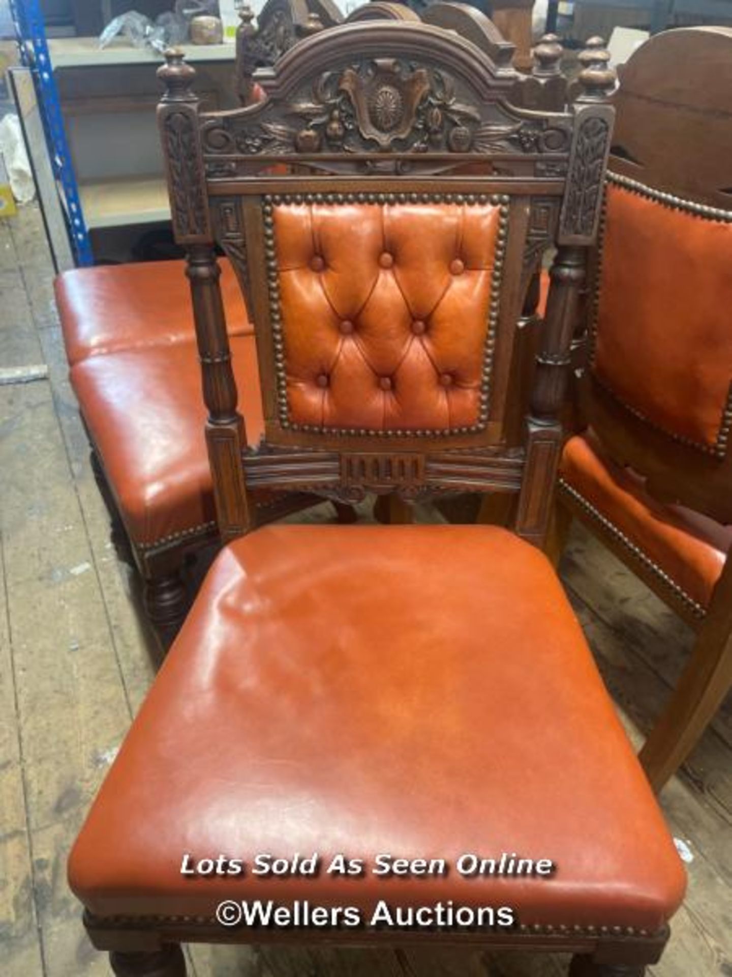 SIX CARVED DINING ROOM CHAIRS, SEAT 46CM HIGH, BACK 98.5CM HIGH, 49CM WIDE - Image 2 of 6