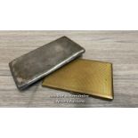 STERLING SILVER CIGARETTE CASE, 10 X 8.5CM, 187G AND ONE SMALLER YELLOW METAL CASE