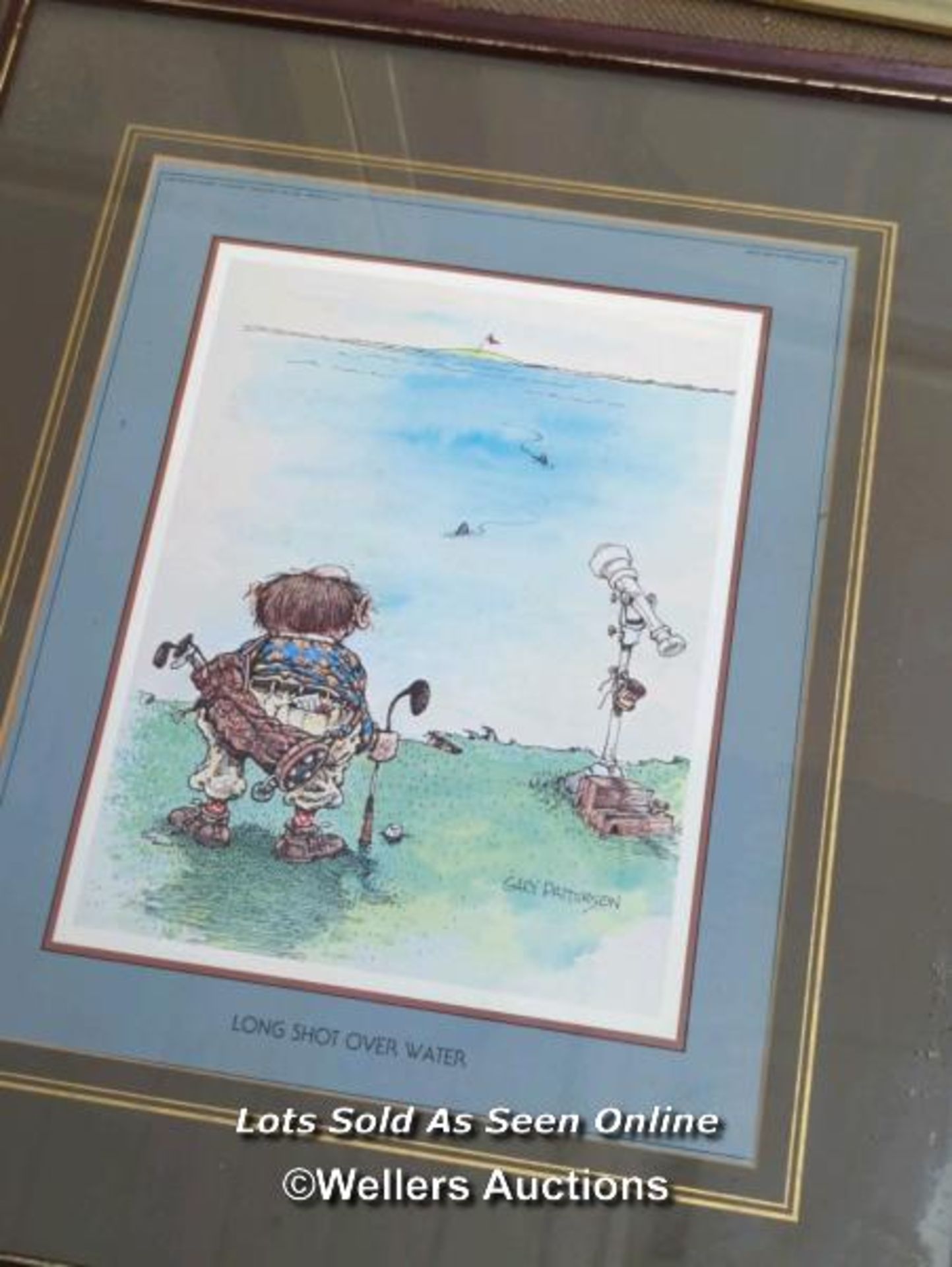 GARY PATTERSON - EIGHT FRAMED GOLF THEMED CARTOON PRINTS - Image 6 of 6