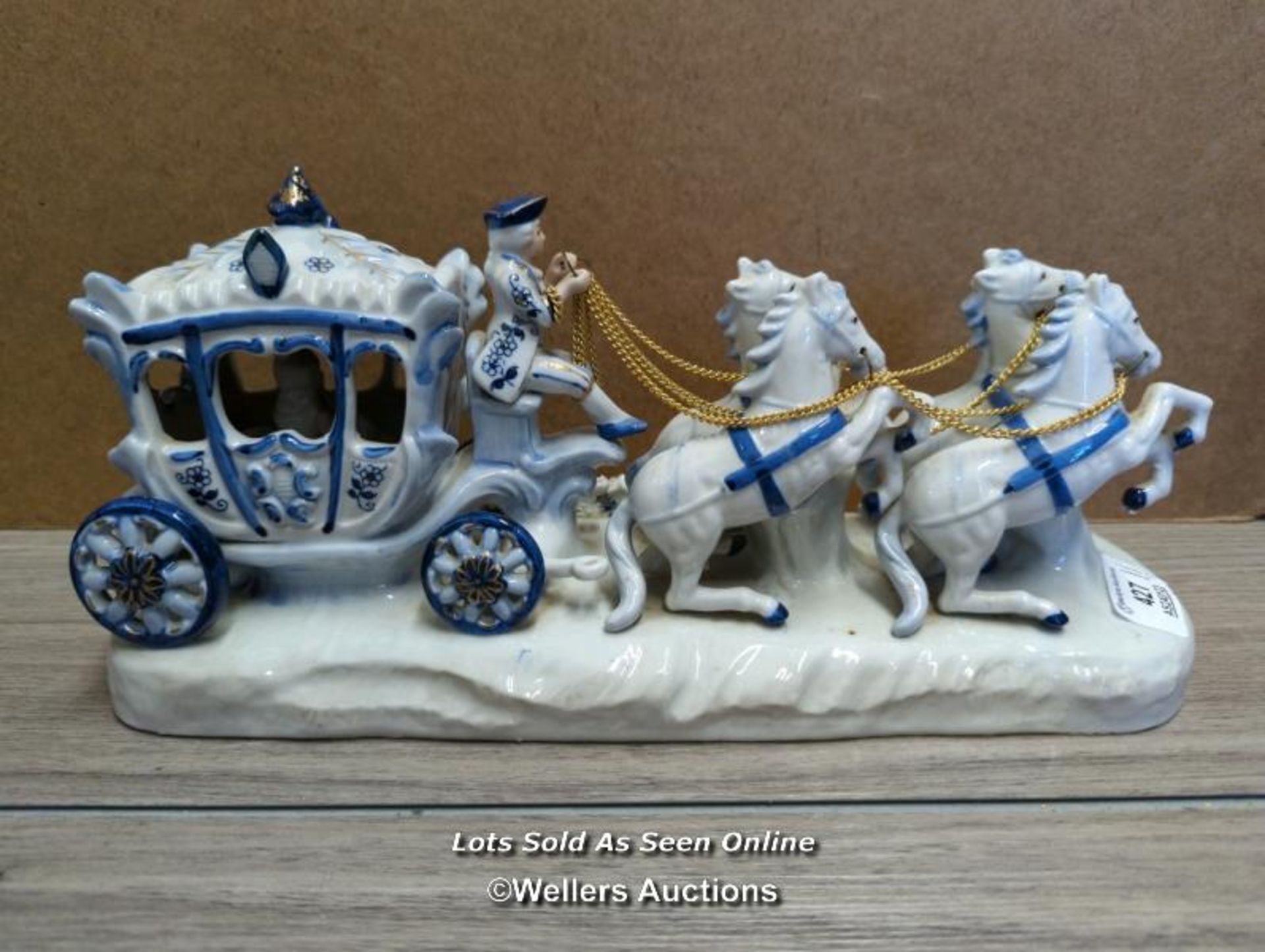 PORCELAIN HORSE & CARRAGE, 30CM LONG - Image 4 of 4