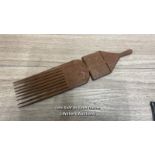 CARVED AFRICAN COMB, ALL TEETH IN GOOD ORDER, 29CM LONG