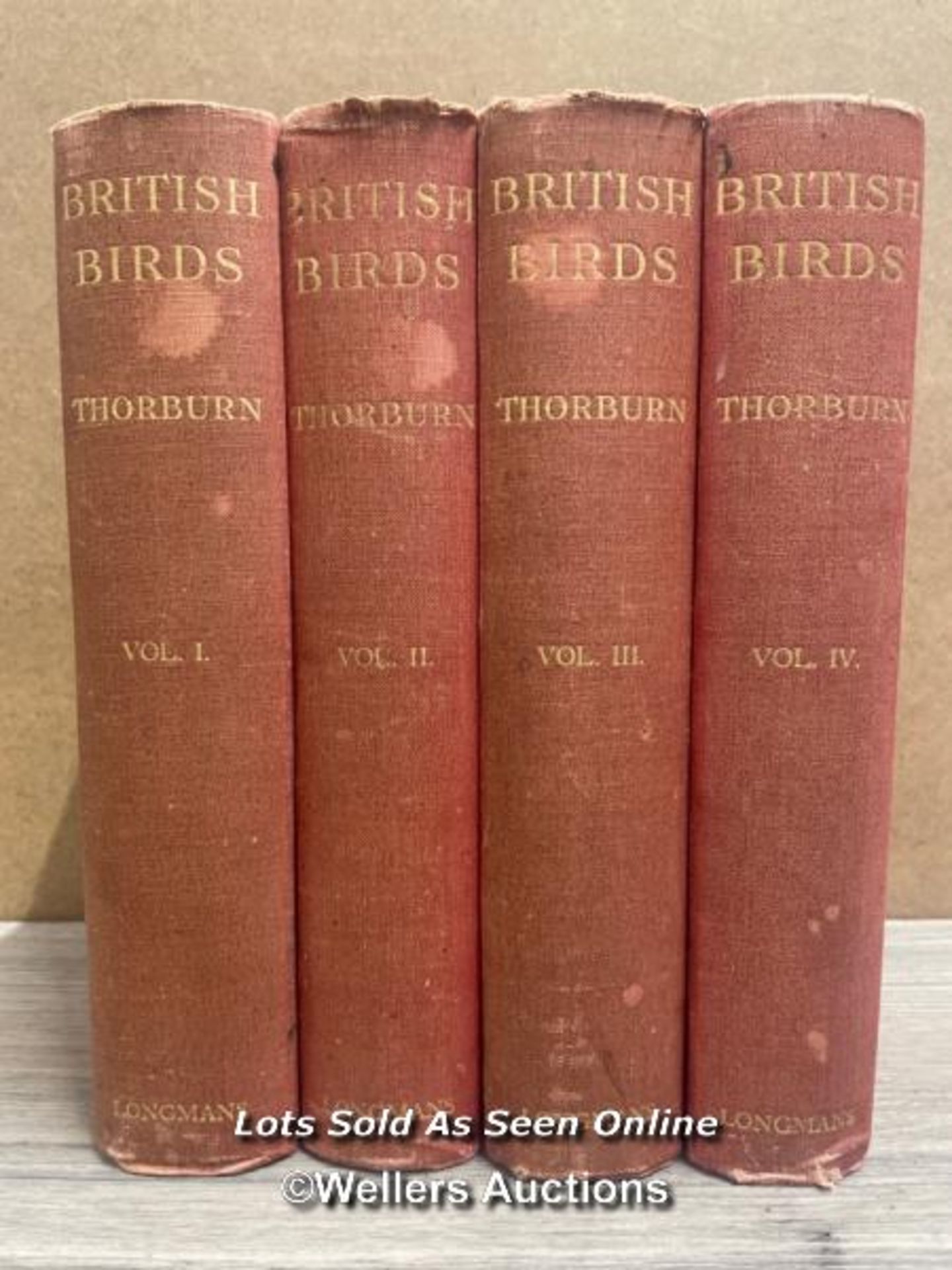 VOLUMES 1 - 4 'BRITISH BIRDS' BY THORNBURN LIMITED EDITION 57/205, C1925.