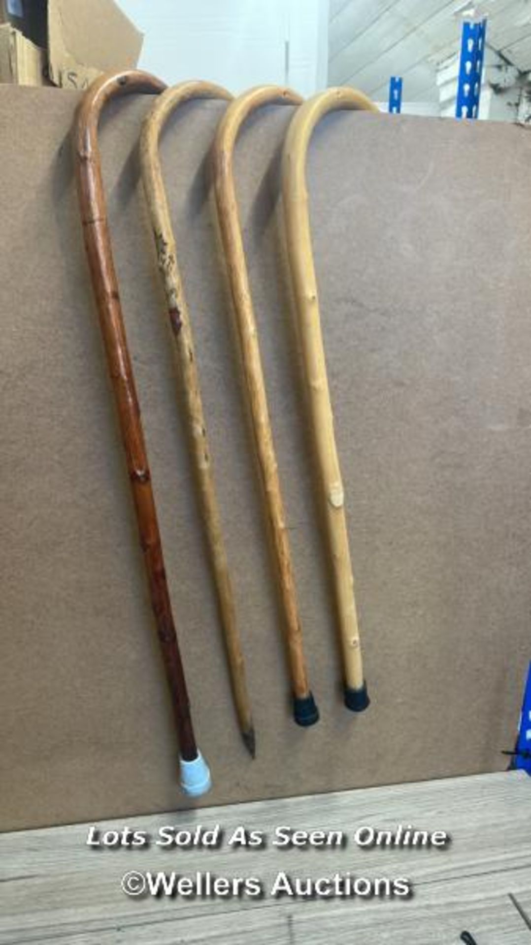 FOUR STOUT WALKING STICKS INC. DECORATED ALPINE STICK