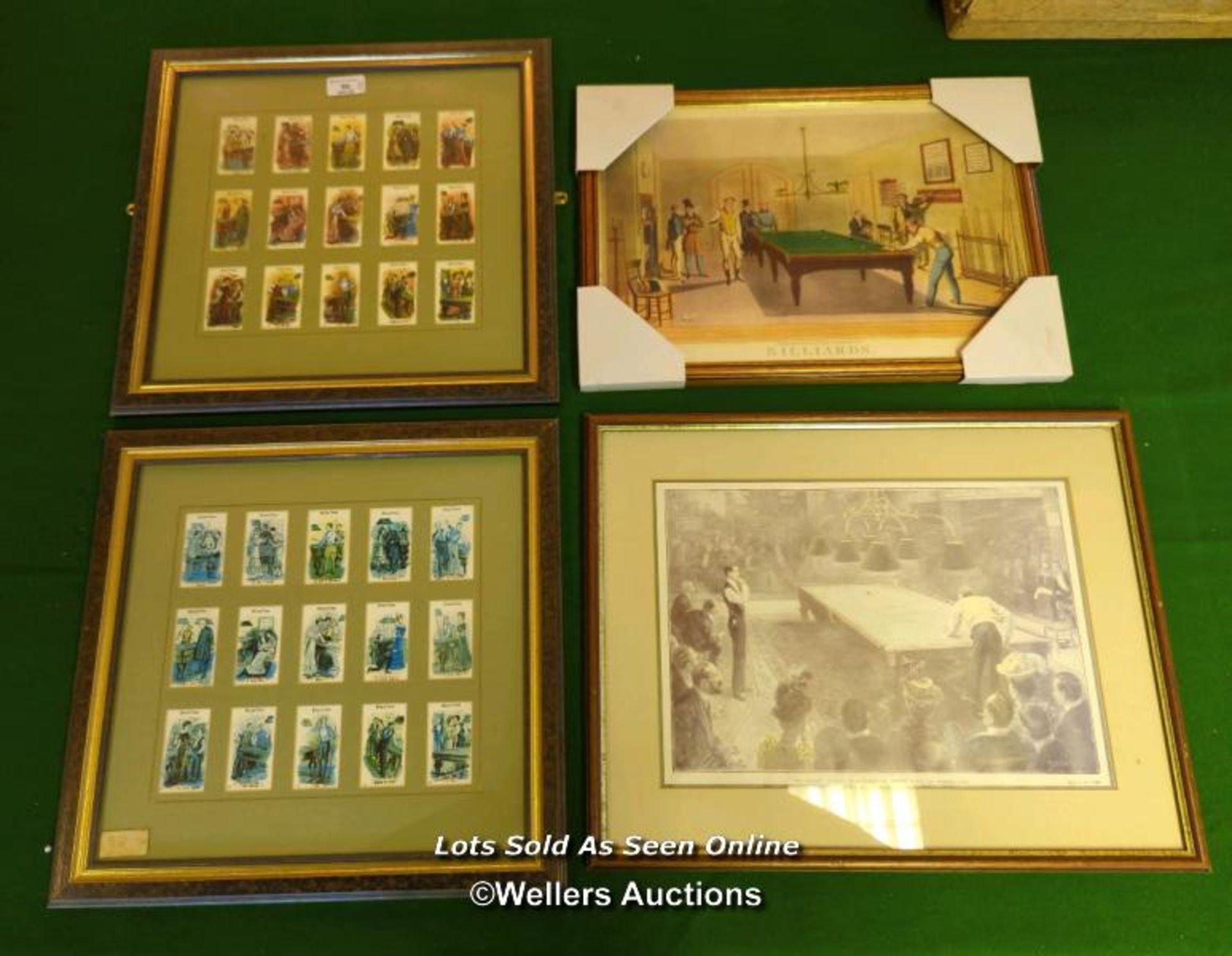 4X FRAMED AND GLAZED SNOOKER RELATED PRINTS [THIS LOT WILL NEED COLLECTING FROM THE ACADEMY BILLIARD