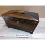 REGENCY BRASS INLAID ROSEWOOD SARCOPHAGUS SHAPED TEA CADDY