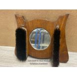 SMALL WALL HANGING MIRROR WITH CLOTHES BRUSHES, 30 X 25CM