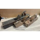 THREE VINTAGE WOODWORKING BLOCK PLANES, LARGEST 55CM LONG