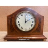 SMALL ANTIQUE MANTLE CLOCK CONVERTED TO BATTERY POWER, 15.5CM HIGH