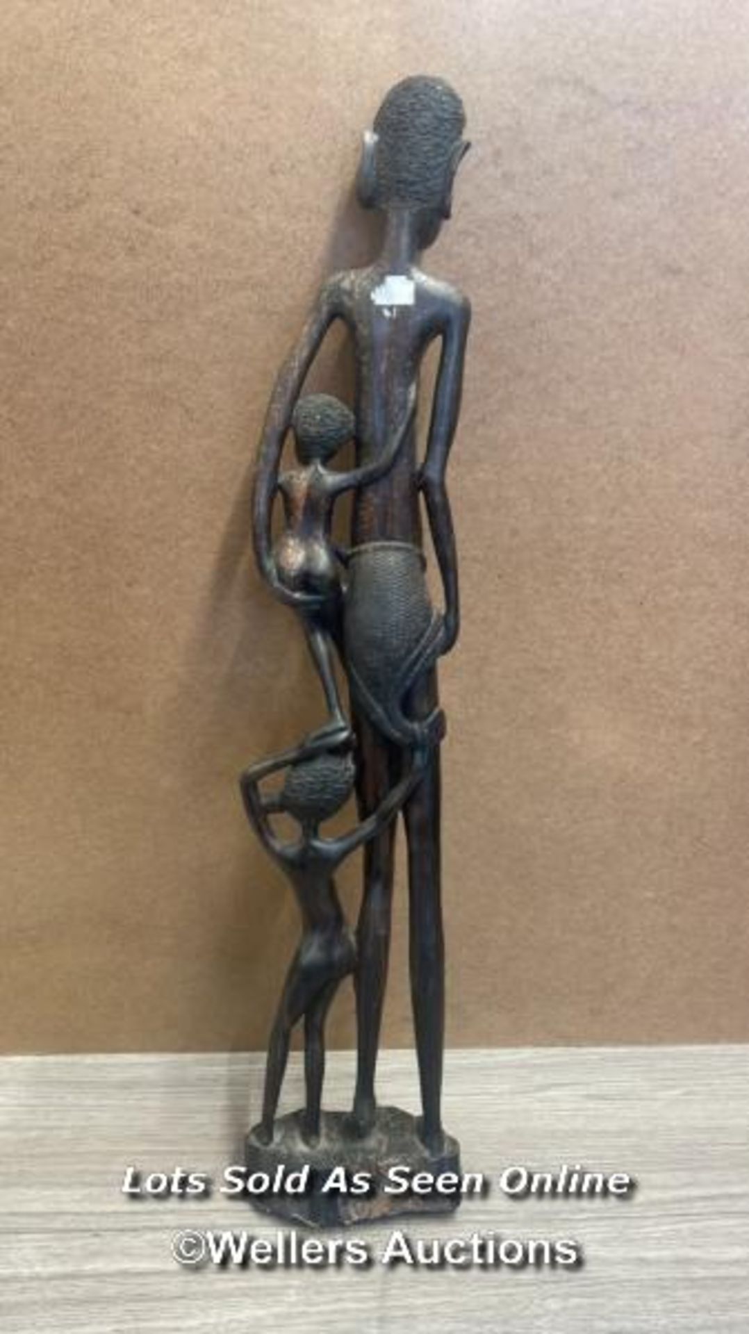 AFRICAN CARVED MAN AND CHILDREN, 78CM HIGH - Image 2 of 2