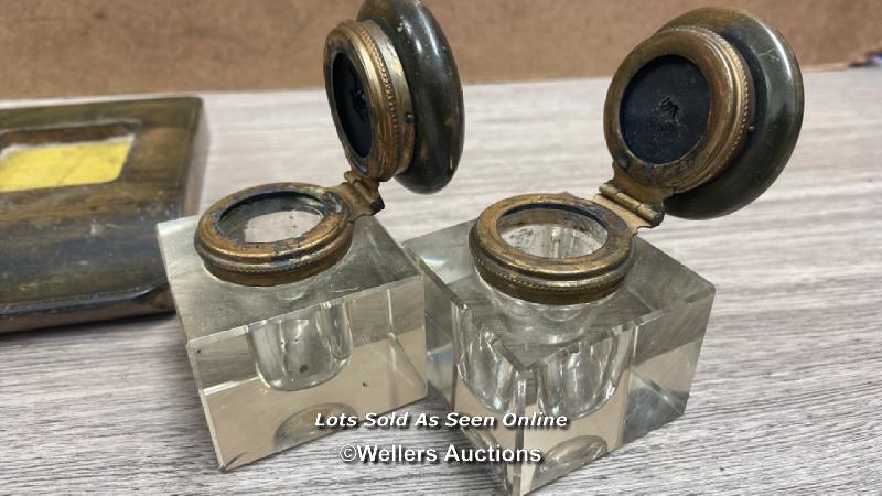 ANTIQUE INK WELLS AND HOLDER - Image 2 of 3