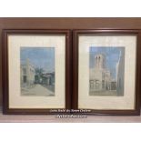 TWO PRINTS OF A MIDDLE EASTERN VILLAGE BY "JOSCH" 42 X 52.5 CM