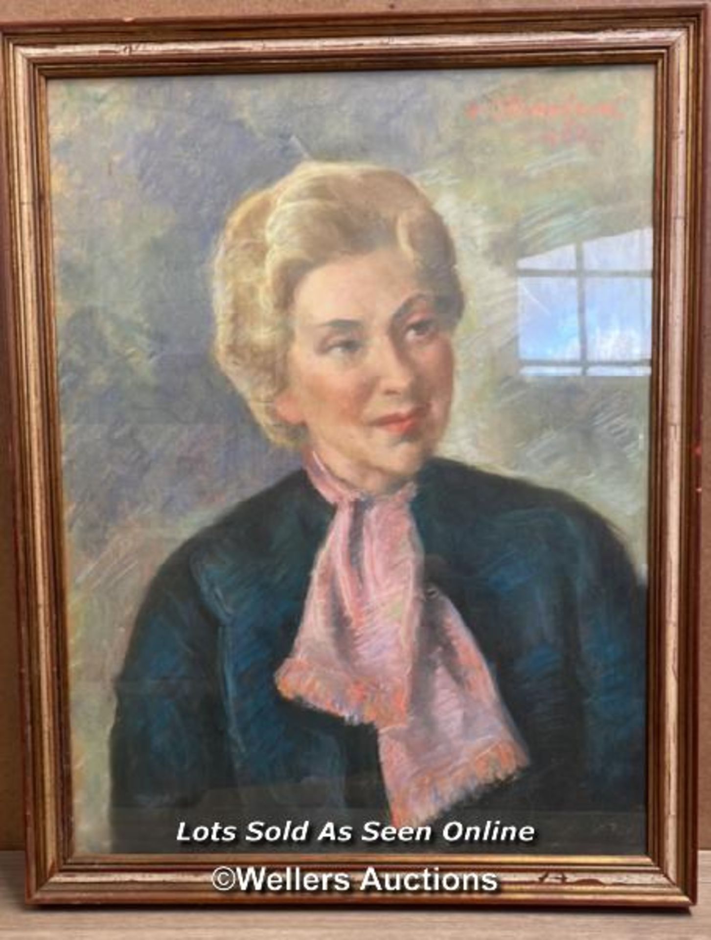 PORTRAIT OF A LADY DATED 1965. PASTEL ON PAPER, FAINT SIGNATURE, FRAMED & GLAZED. 53 X 68.5CM