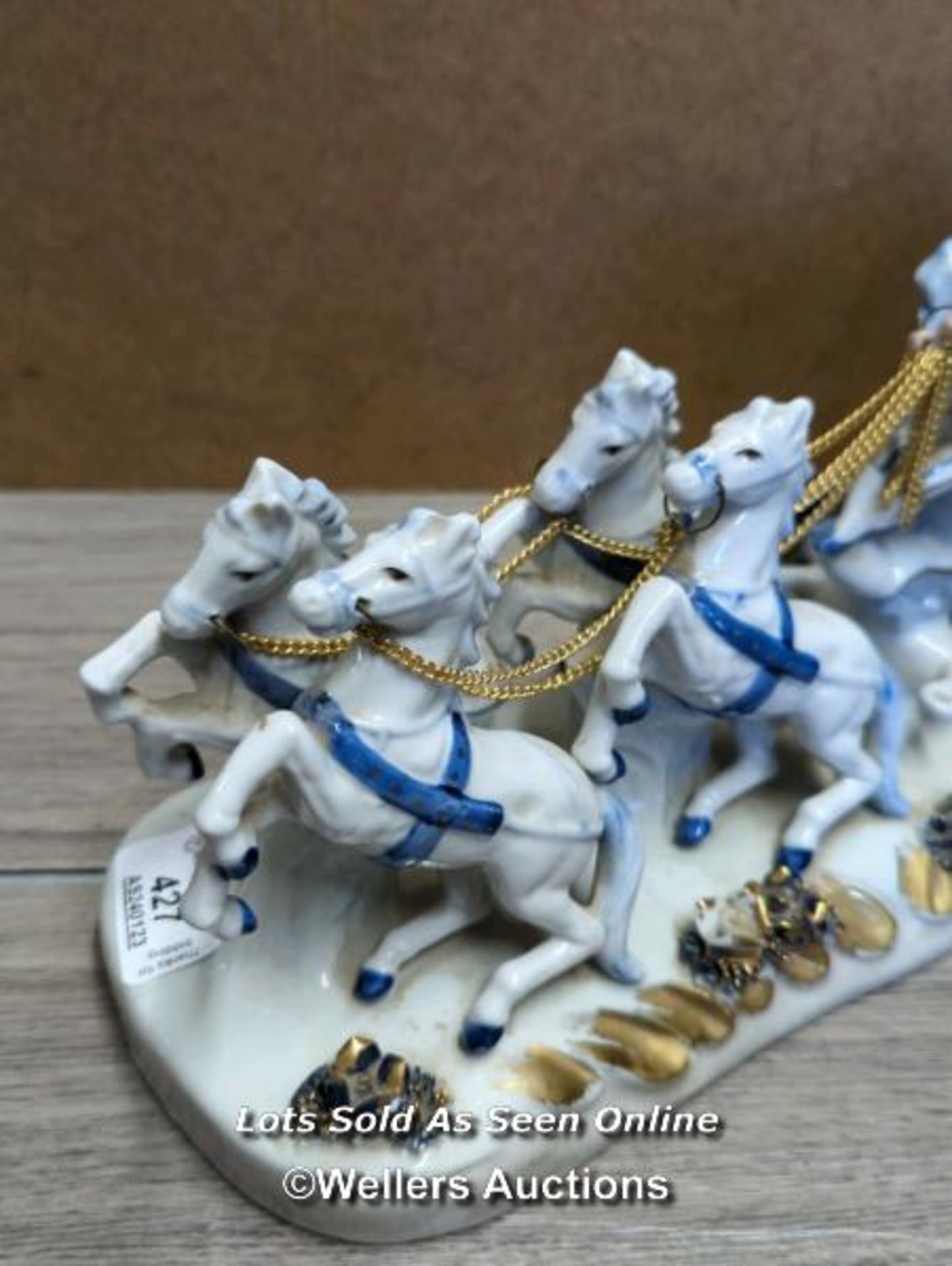 PORCELAIN HORSE & CARRAGE, 30CM LONG - Image 2 of 4