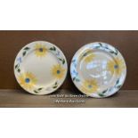 PAIR OF 11" SUNFLOWER PLATES BY SUZANNE KATKHUDA, SIGNED & MARKED