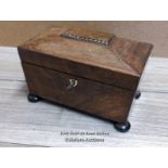 GOOD QUILITY GEORGIAN TEA CADDY WITH ORIGINAL LINING AND KEY