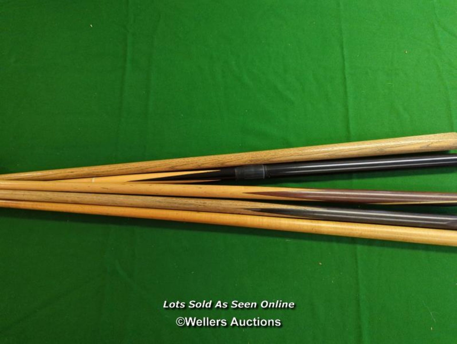 4X BILLIARD CUES AND A REST INC. PERMAC CLUB, ONE CUE IS TELESCOPIC [THIS LOT WILL NEED COLLECTING - Image 5 of 5
