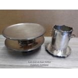 METAL WINE COOLER AND TWO METAL CAKE STANDS
