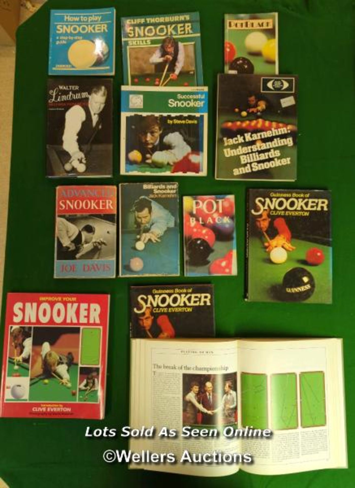 13X SNOOKER RELATED BOOKS INC. JOHN KARNEHM, CLIVE EVERTON, JOE DAVIS AND MORE [THIS LOT WILL NEED