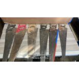 SIX LARGE VINTAGE HAND SAWS INCLUDING DISSTON