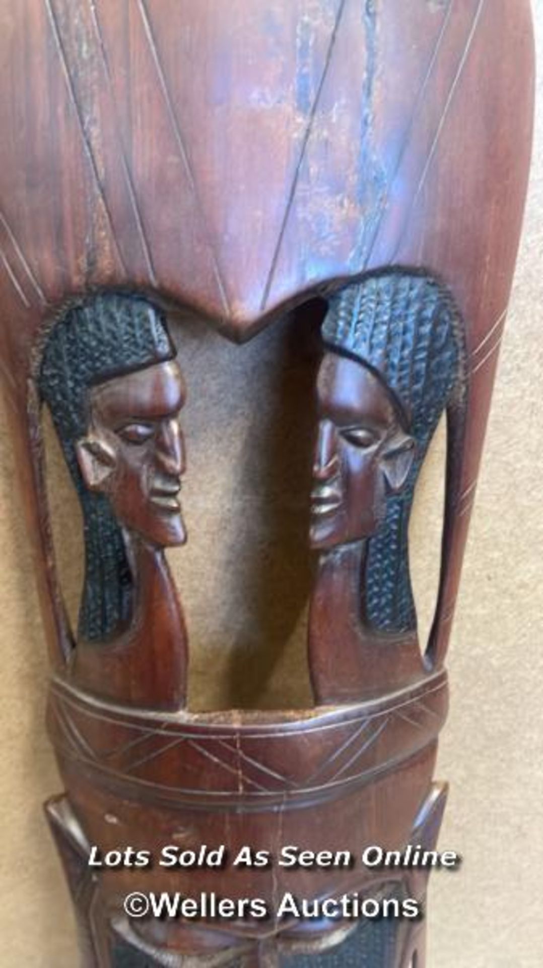 AFRICAN CARVED MASK, WALL HANGING 60CM HIGH - Image 3 of 4