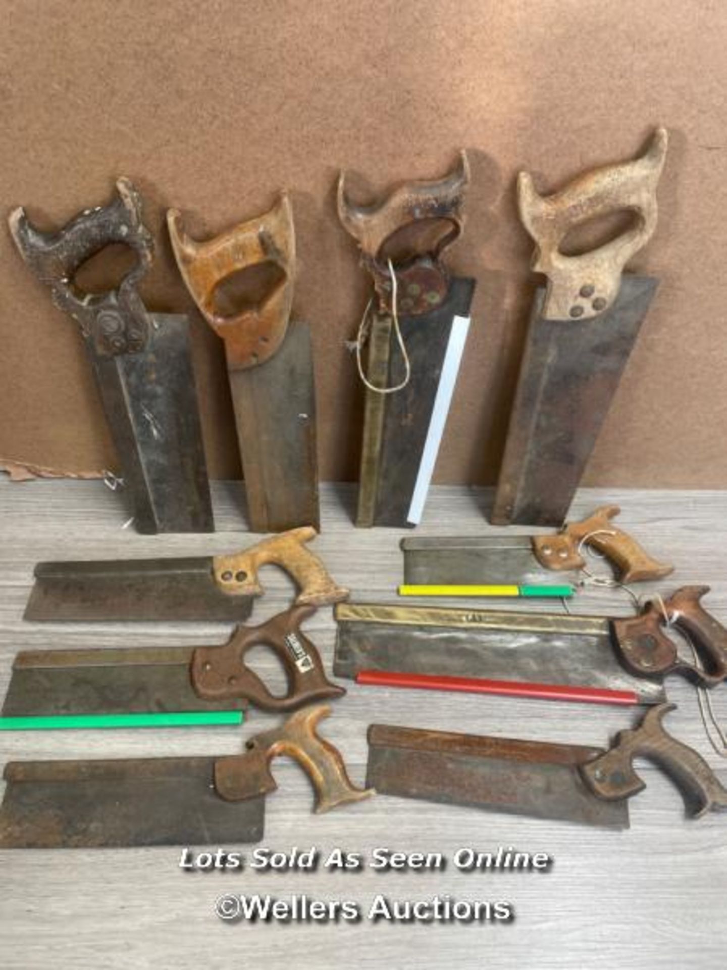 TEN SMALL VINTAGE HAND SAWS INCLUDING SPEAR & JACKSON AND SALMANS