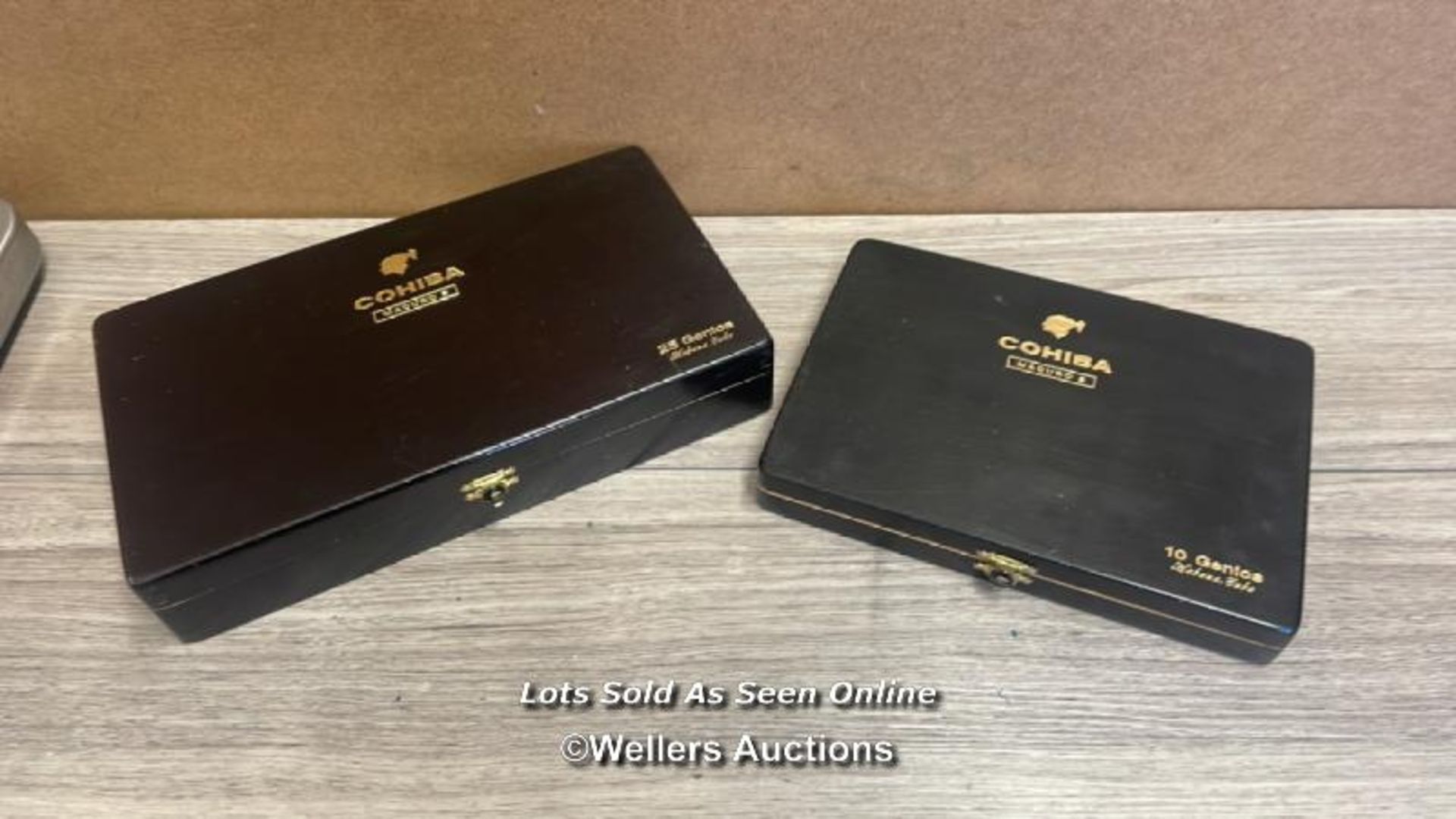 TWO COLLECTABLE EMPTY HABANA CIGAR BOXES, CATCHES & HINGES IN GOOD ORDER