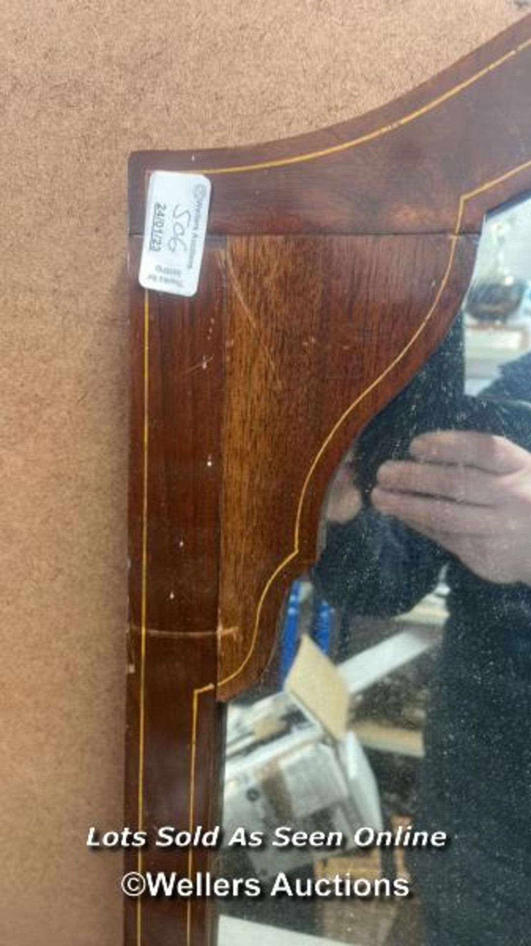 ANTIQUE MAHOGONY MIRROR 46 X 74CM - Image 3 of 4