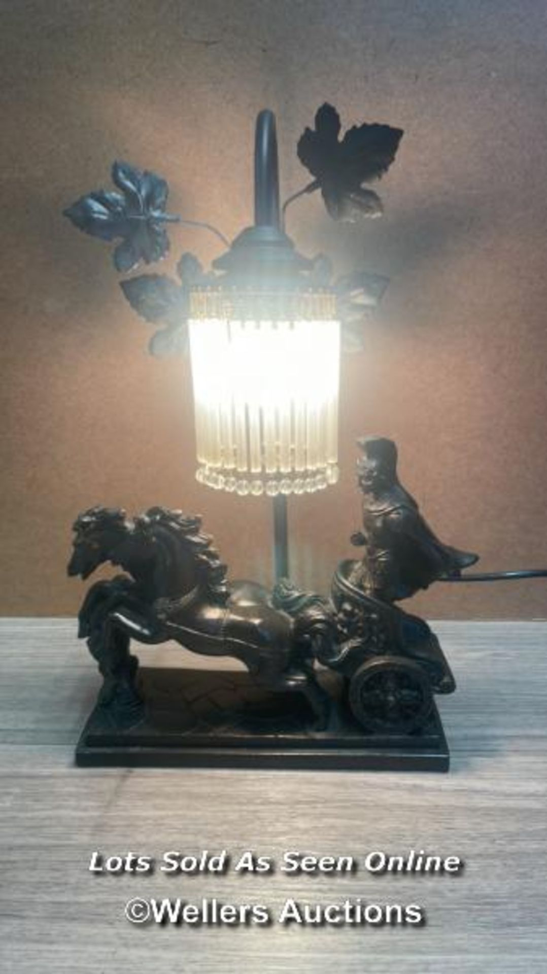 ROMAN CHARIOT LAMP, IN WORKING ORDER, 42CM HIGH - Image 3 of 3