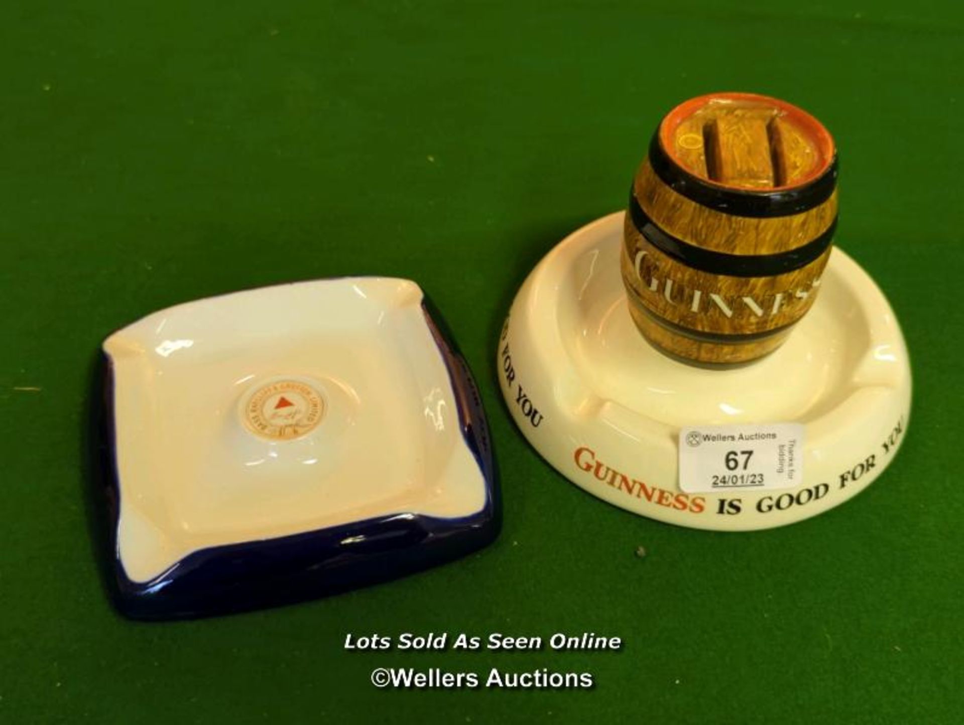 2X ASH TRAYS, BOTH MINTONS [THIS LOT WILL NEED COLLECTING FROM THE ACADEMY BILLIARD COMPANY IN