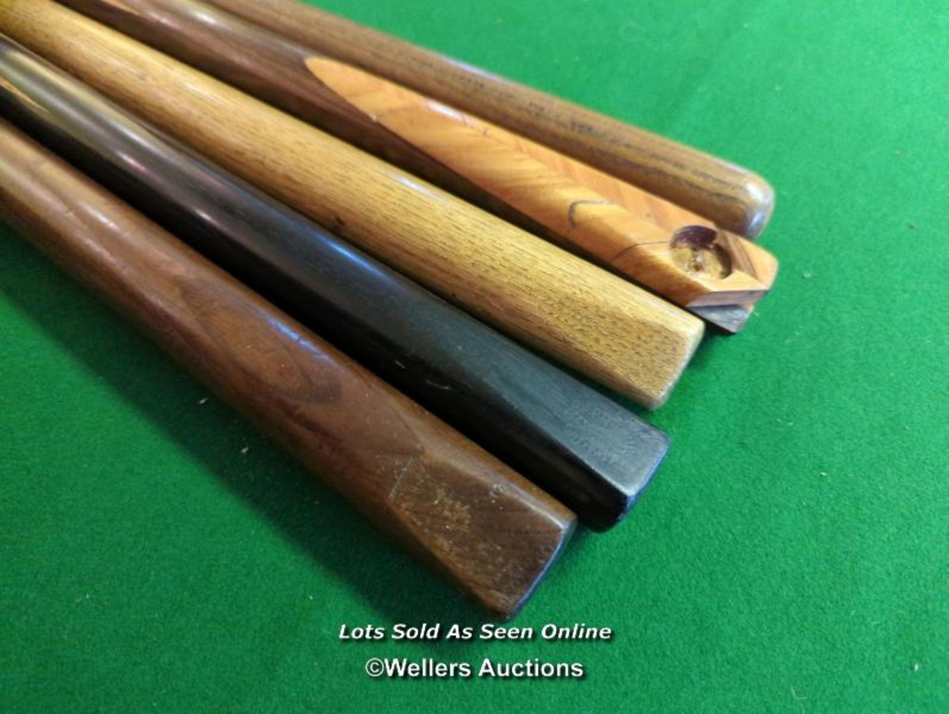 4X ANTIQUE & VINTAGE BILLIARD CUES , SOME HAND SPLICED AND A REST INC. X2 BURROUGHES AND WATTS [THIS - Image 2 of 5