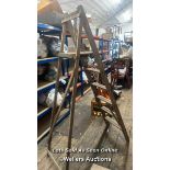 OLD WOODEN STEP LADDER, 140CM HIGH