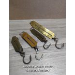 COLLECTION OF FOUR OLD PATENTED SALTER SPRING BALANCES
