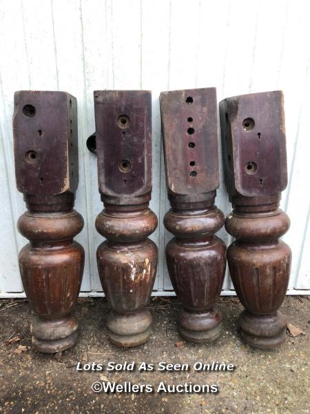 SET OF 4X VICTORIAN SOLID MAHOGANY SNOOKER TABLE LEGS, 75CM (H) / ITEM LOCATION: KT14, FULL