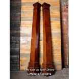 *PAIR OF SQUARE WRAPAROUND MAHOGANY COLUMNS, 216CM (H) X 25CM (W) X 18CM (D) / ITEM LOCATION: