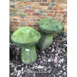 *PAIR OF OLD STADDLE STONES, 80CM (H) / ITEM LOCATION: GU8, FULL ADDRESS WILL BE GIVEN TO SUCCESSFUL
