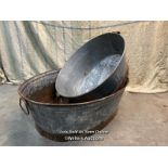 *X2 GALVANISED BUCKETS - LARGEST 27CM H X 80CM L X 60CM W / ITEM LOCATION: GUILDFORD, GU14SJ (