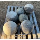 6X STONE SPHERES, SIZES VARY / ITEM LOCATION: LINGFIELD (RH7), FULL ADDRESS WILL BE GIVEN TO