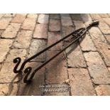 *FRENCH WROUGHT IRON FIRE TONGS, 96CM (L) / ITEM LOCATION: GU8, FULL ADDRESS WILL BE GIVEN TO