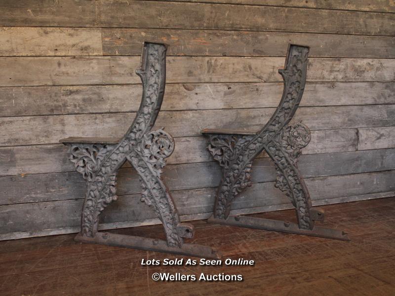 *GOTHIC REVIVAL VICTORIAN CAST IRON BENCH WITH ORIGINAL PINE SEAT AND BACK, ATTRIBUTED TO A.W.N - Image 3 of 3