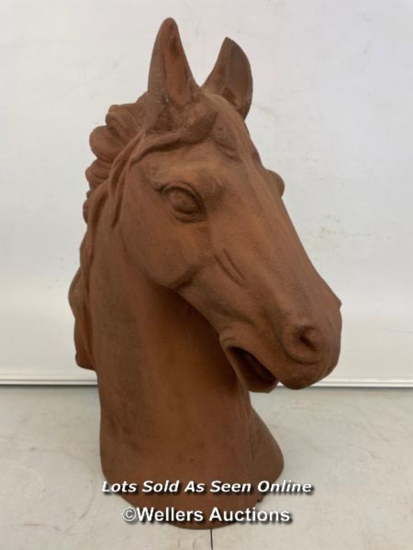 *CAST IRON HORSE BUST - 47CM H / ITEM LOCATION: GUILDFORD, GU14SJ (WELLERS AUCTIONS), COLLECTION FOR