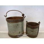 *X2 GALVANISED WELL BUCKETS - LARGEST - 34CM H X 34CM DIA / ITEM LOCATION: GUILDFORD, GU14SJ (