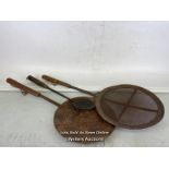 *INDIAN COOKING UTENSILS / CHAPPATI PANS WITH WOODE HANDLES / ITEM LOCATION: GUILDFORD, GU14SJ (