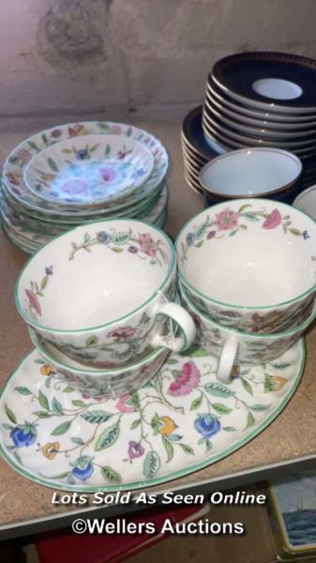 MINTON HADDON HALL, FOUR CUPS, SAUCERS AND TEA PLATES, OVAL DISH, PIN DISH; ROMANOV PORCELAIN 7 CUPS - Image 2 of 9