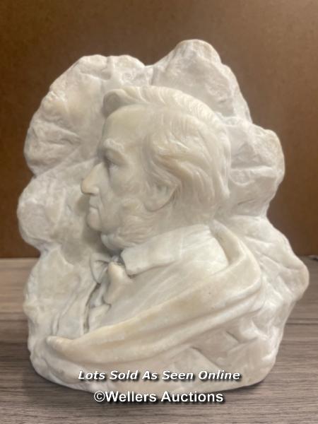 FRITZ KOCHENDORFER (1871 - 1942 ) ALABASTER PROFILE BUST OF A MAN, 1891, 20CM HIGH WITH VALUATION
